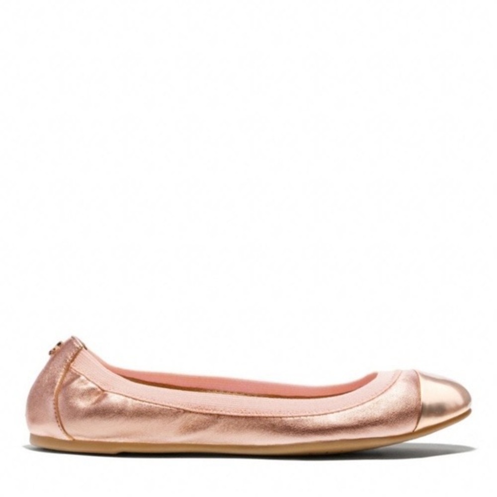 COACH Dahlia Rose Gold Leather Ballet Flats